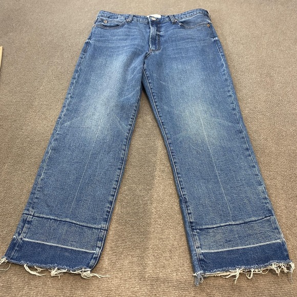 Dear John Denim - Dear‎ John Frankie Straight Jeans Womens 32 Blue High Rise Fringe Stretch Denim
